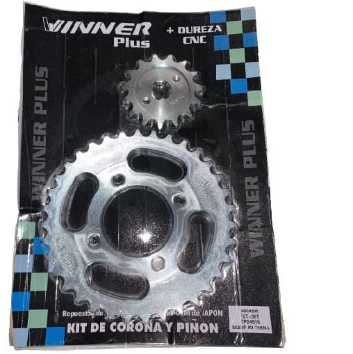 CORONA Y PIÑON GILERA SMASH 35T - 15T ZINCADA  ( EN BLISTER )