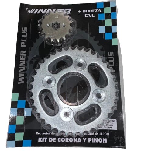 CORONA Y PIÑON HONDA NEW WAVE 37T - 15T ZINCADA  ( BLISTER )