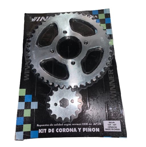 CORONA Y PIÑON MOTOMEL SKUA  46T - 16T  ZINCADA  ( EN BLISTER )