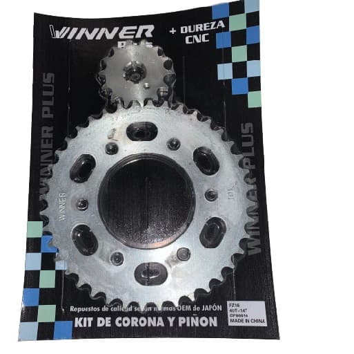 CORONA Y PIÑON YAMAHA FZ16  40T - 14T  ZINCADA  ( EN BLISTER )