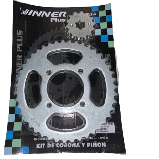 CORONA Y PIÑON YAMAHA YBR 125  43T - 14T  ZINCADA  ( EN BLISTER )